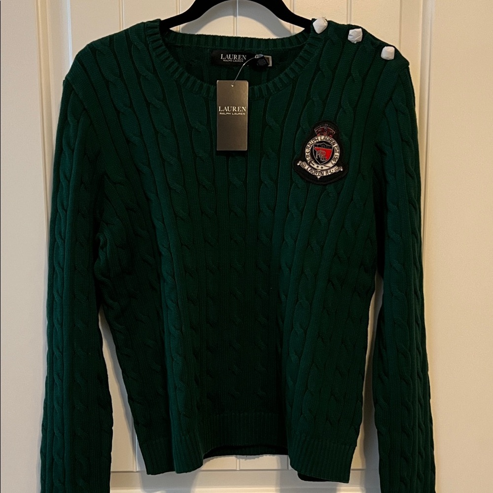 Lauren Ralph Lauren Dark Green Cable Knit Sweater